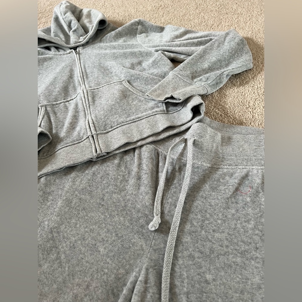 Grey Aerie Flare pants with Cropped hooded Zip-up.